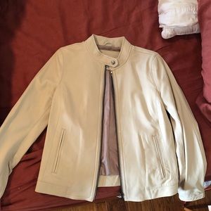 Cream leather COACH jacket